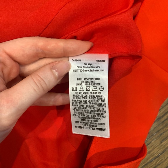 New Ted Baker Torriya Halterneck Ruffle Tunic A-Line Dress Dark Orange Size 2 - Picture 10 of 10